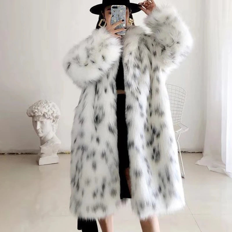 Plus Size Faux Fox Fur Coat – Mid-Length Casual Loose Cardigan for Women ❄️✨