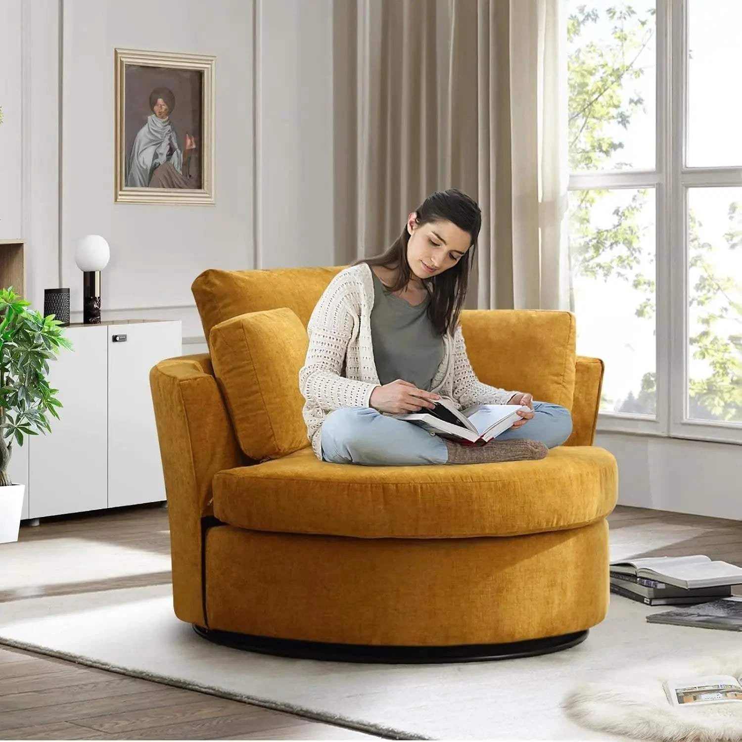 Cozy Chenille Round Swivel Chair - 360° Comfort & Style! 🛋️Elevate your living space with this Minimalist Modern Living Room Chair, designed for both style and comfort. Featuring a solid back and 360-degree rotation, this chShop All I WantShop All I WantCozy Chenille