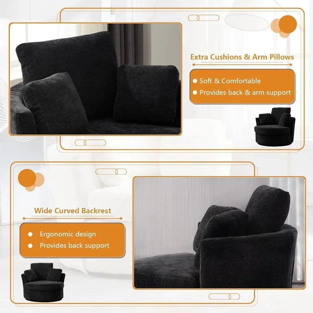 Cozy Chenille Round Swivel Chair - 360° Comfort & Style! 🛋️Elevate your living space with this Minimalist Modern Living Room Chair, designed for both style and comfort. Featuring a solid back and 360-degree rotation, this chShop All I WantShop All I WantCozy Chenille