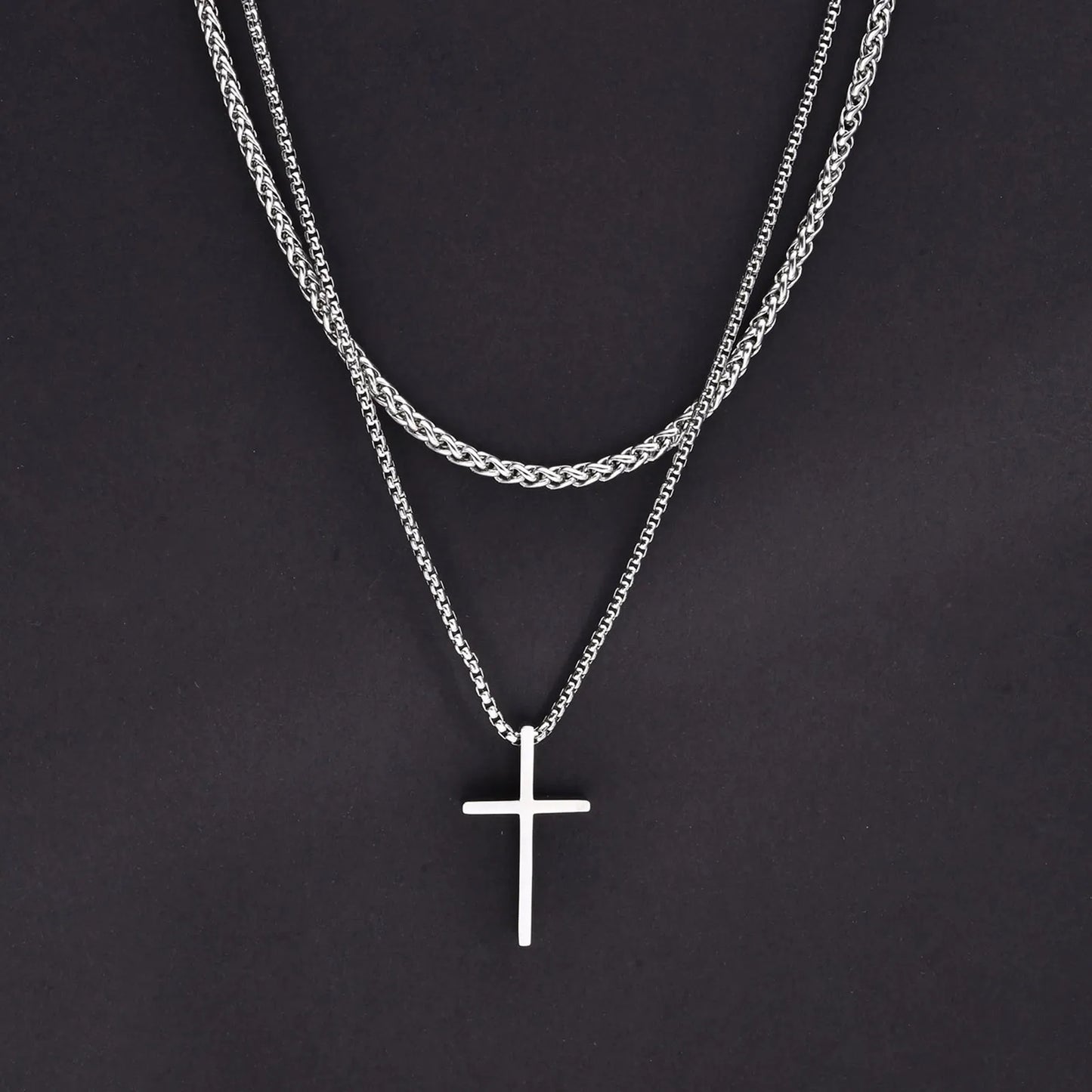 Shop All I Want NC-1035S NC-104-50S SHOP ALL I WANT Layered Cross Pendant Necklace for Men ✝️🔗