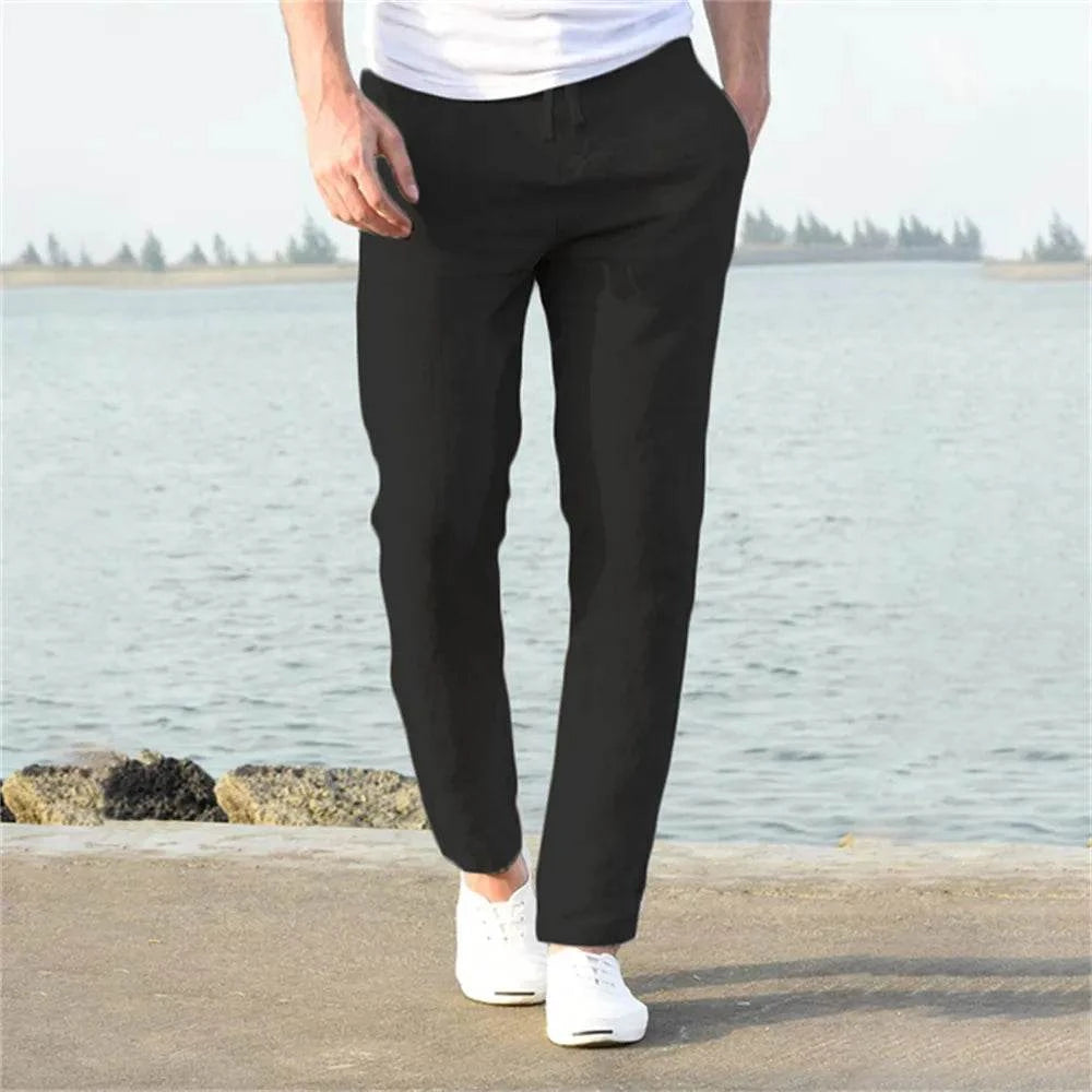 Shop All I Want Black / US S 50-60 KG SHOP ALL I WANT Men's Cotten Linen Pants 🌿👖