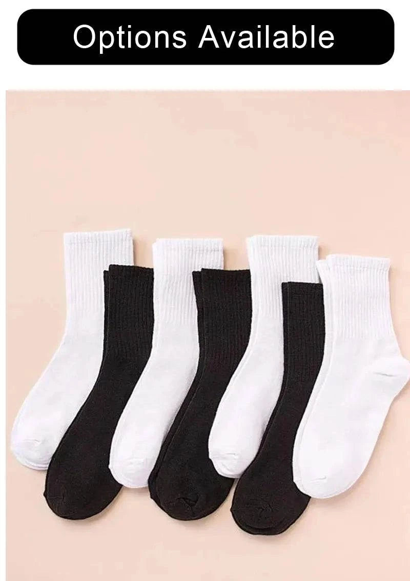 Shop All I Want SHOP ALL I WANT 🧦 7 Pairs Mid-Length Socks – Classic Black & White, Fashionable & Breathable for Women’s Casual & Sports 🌟