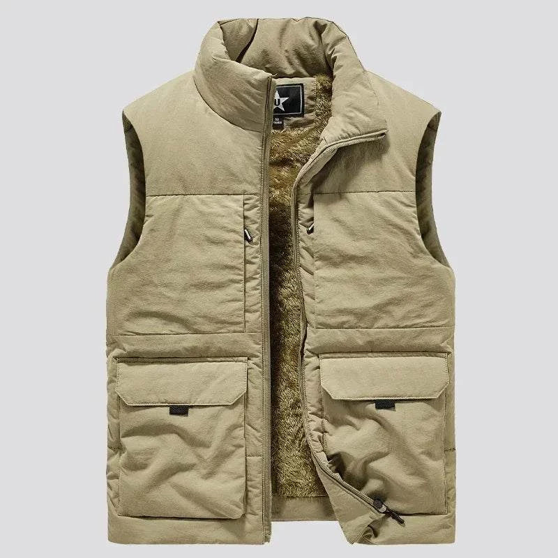 Shop All I Want Light Khaki / S SHOP ALL I WANT Cotton-Padded Sleeveless Workwear Vest