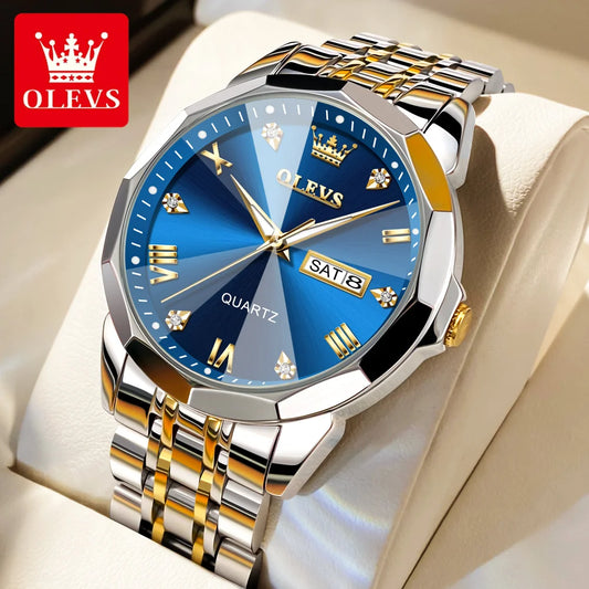 Waterproof Luminous Stainless Steel Wristwatch with Date & Week Display ⌚💎