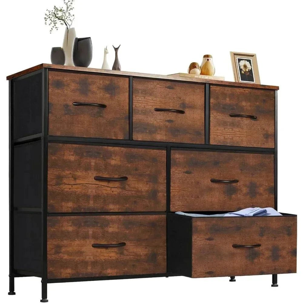 Chest of Drawers with Fabric Bins & Wooden Top - Vanity Desk for BedroThis modern-style Chest of Drawers with Fabric Bins and Wooden Top combines practicality and elegance for your bedroom or nursery. Featuring 7 spacious drawers, thisShop All I WantShop All I WantFabric Bins & Wooden Top - Vanity Desk