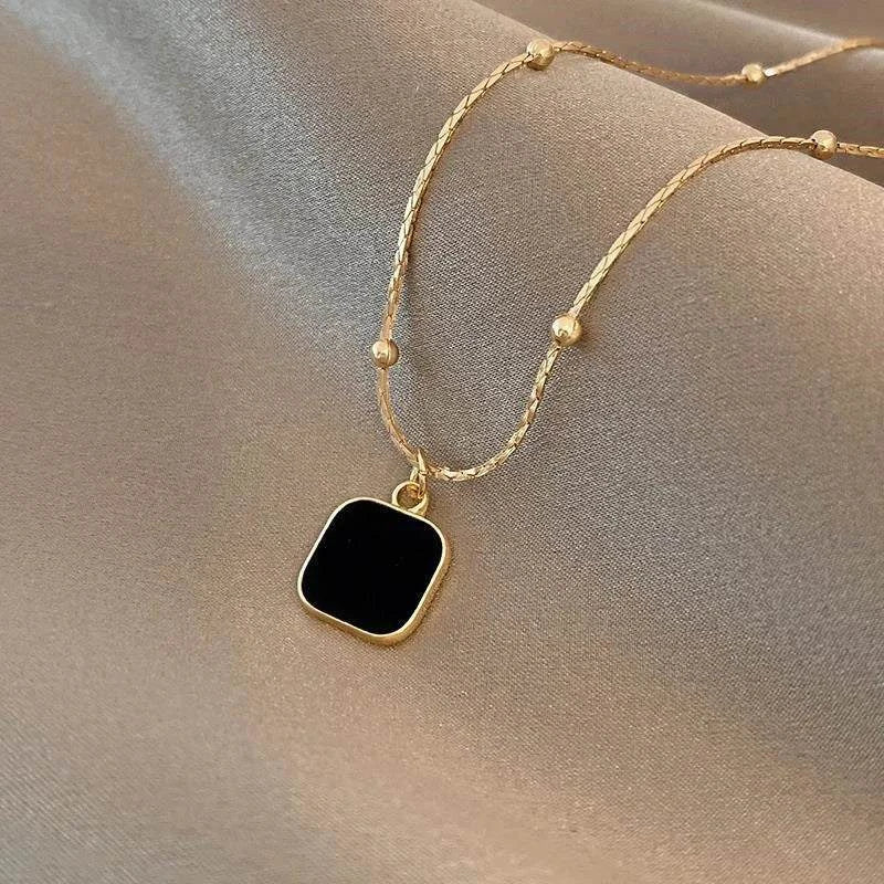 Shop All I Want SHOP ALL I WANT Stainless Steel Black Square Pendant Necklace 🖤✨ #MinimalistChic