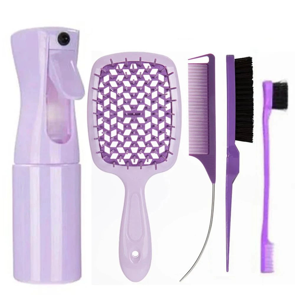 💇‍♀️ 5pcs Detangling Hair Brush Set – Curved Rat Tail Comb & Edge BruTame and style your curls with the 5pcs Detangling Hair Brush Set. This comprehensive set includes a curved rat tail comb and edge brush, designed to effortlessly deShop All I WantShop All I Want5pcs Detangling Hair Brush Set 