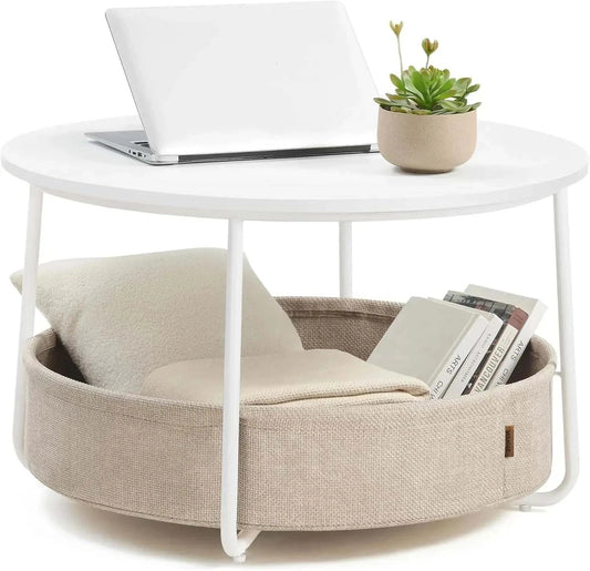 Shop All I Want Coffee Table with Storage 🛋️ | Round Center Table with Fabric Basket,Elevate your living space with this Coffee Table with Storage. Featuring a round design, it seamlessly blends with modern decor while offering practical storage. TheShop All I WantShop All I WantCoffee Table with Storage 