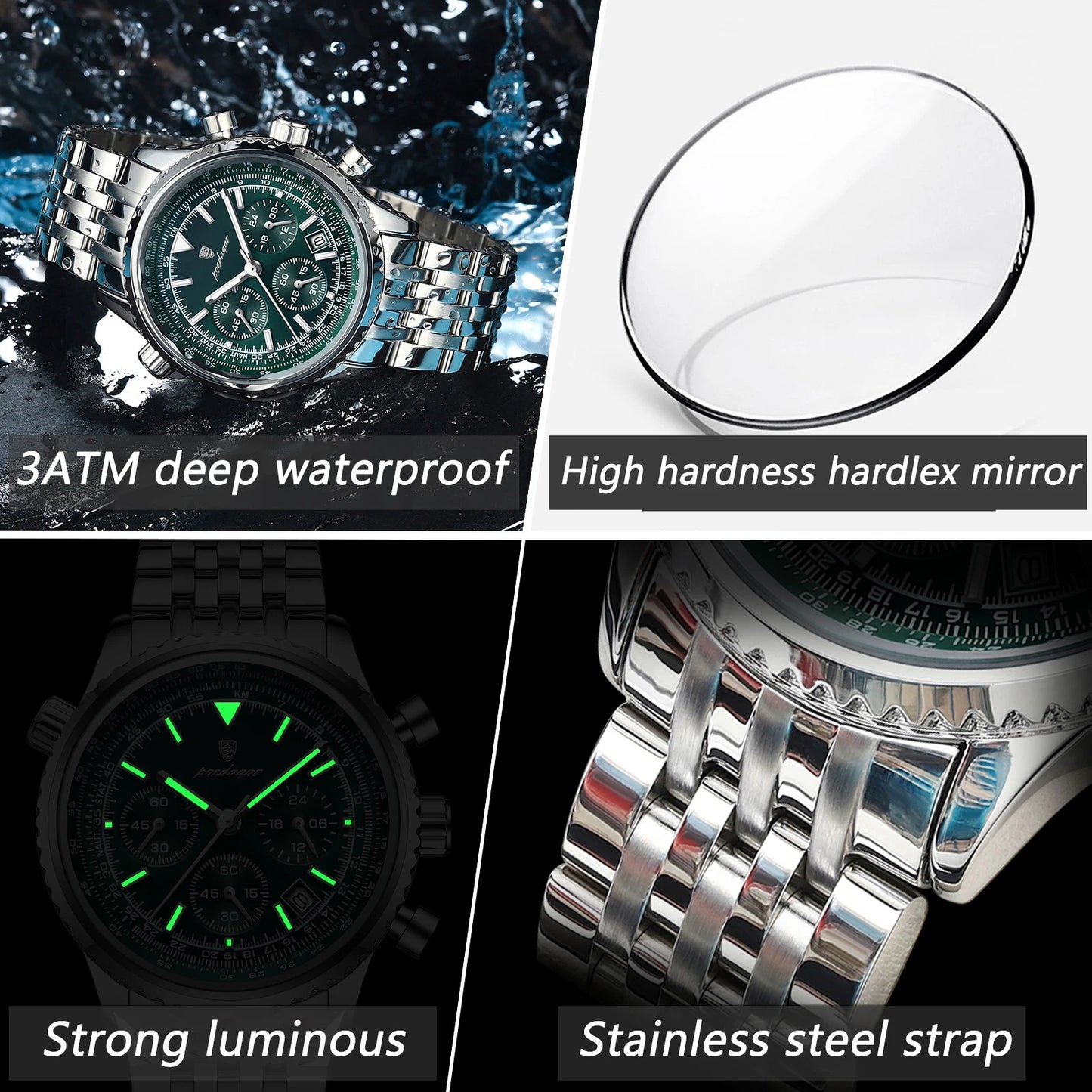 Military Watch for Men – Waterproof Luminous Date Chronograph Sport in Stainless Steel ⌚🔋