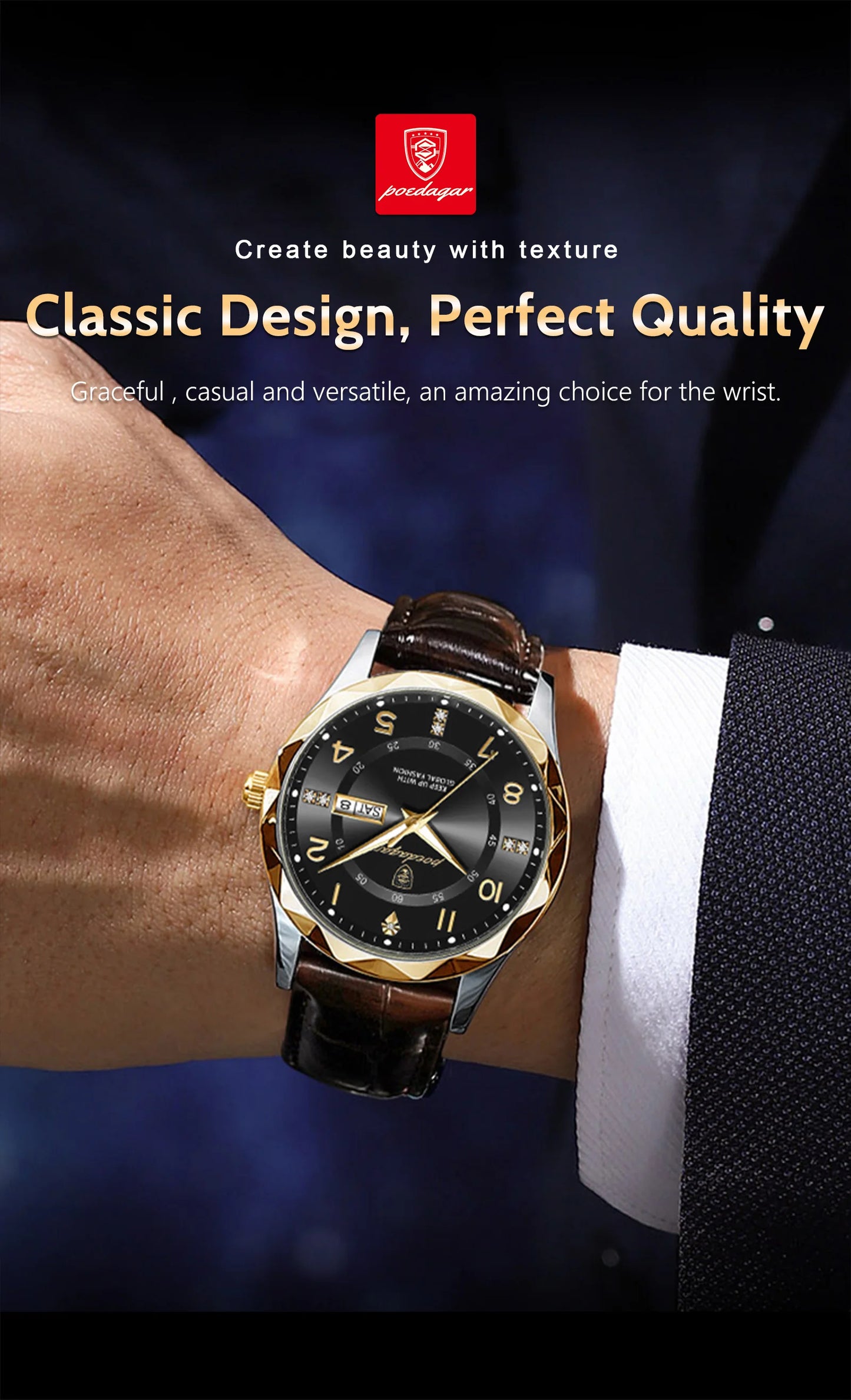 Luxury High-Quality Men’s Watch – Sport Quartz, Waterproof Luminous Date, Leather Strap ⌚🌟