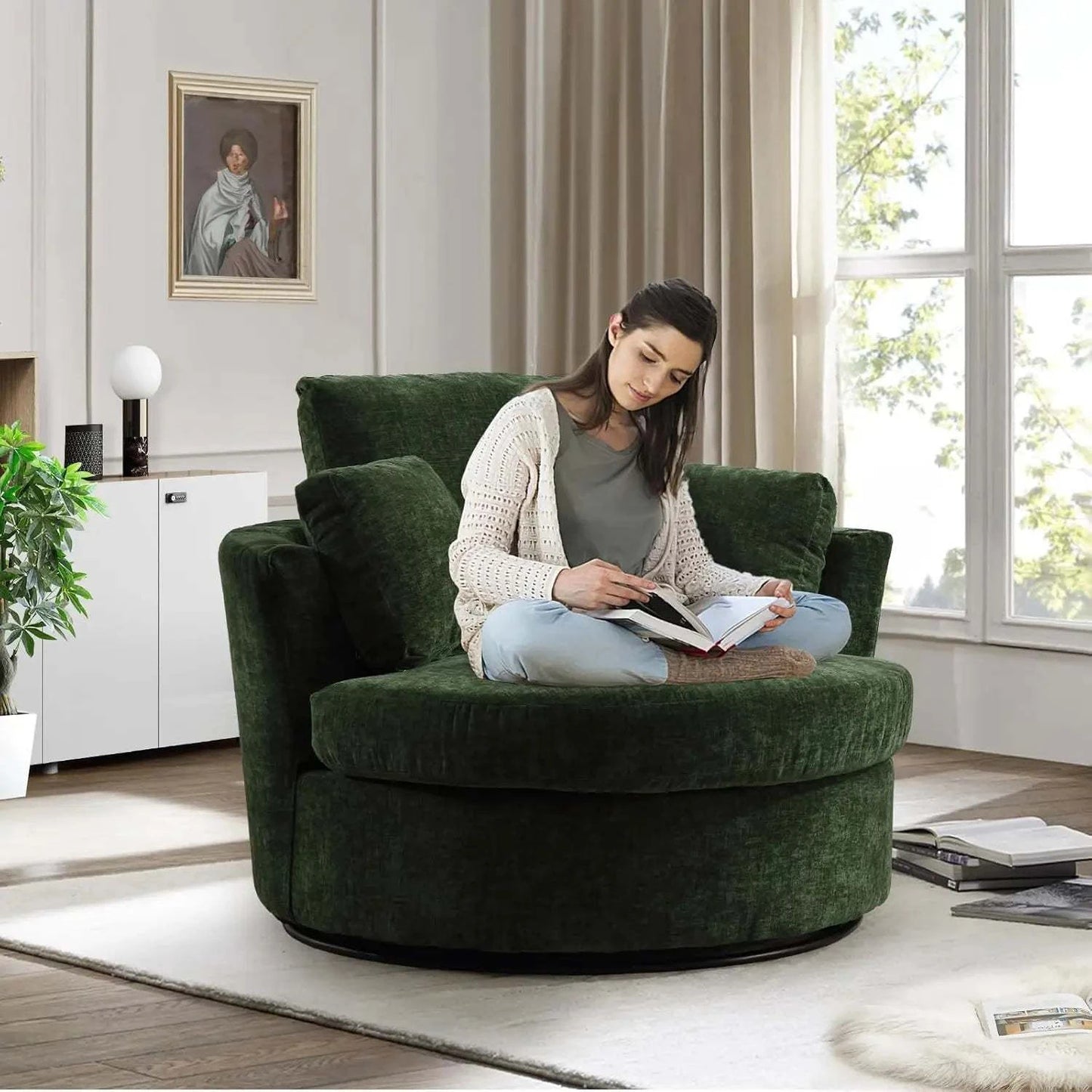 Cozy Chenille Round Swivel Chair - 360° Comfort & Style! 🛋️Elevate your living space with this Minimalist Modern Living Room Chair, designed for both style and comfort. Featuring a solid back and 360-degree rotation, this chShop All I WantShop All I WantCozy Chenille