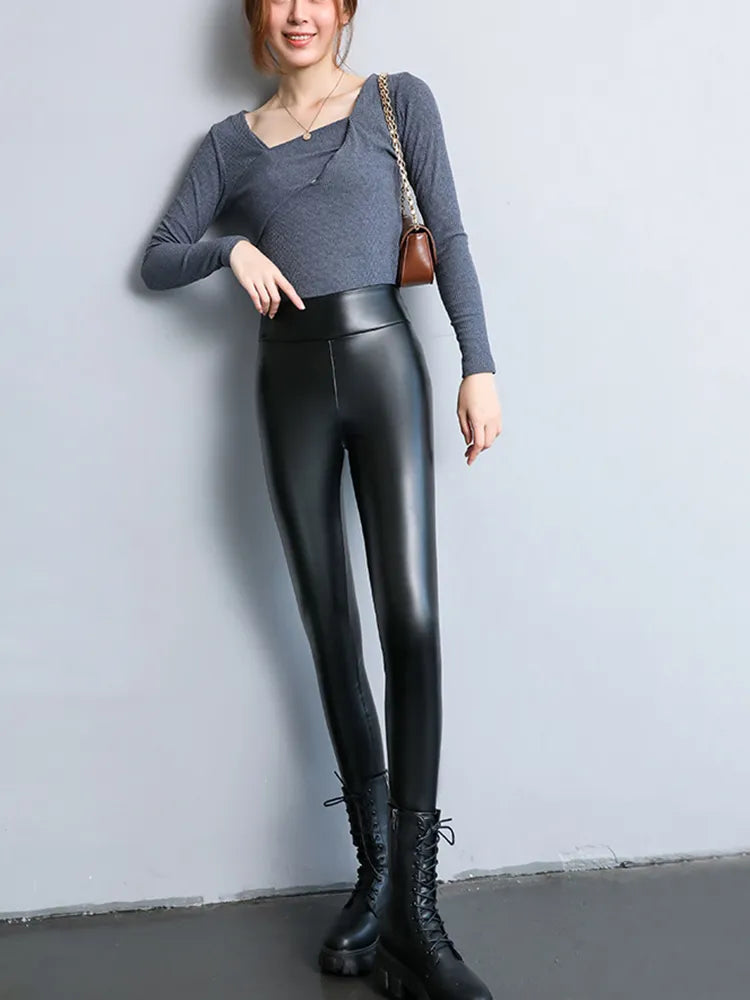 Shop All I Want SHOP ALL I WANT High Waist Faux Leather Leggings