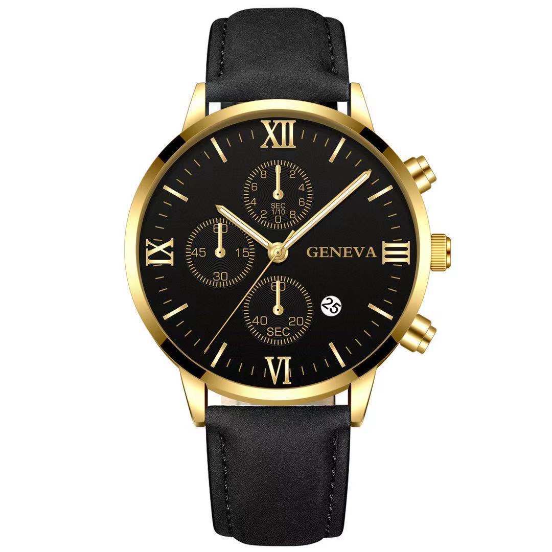 Men’s Black Quartz Watch | Fashion Round Roman Dial Sports Watch ⌚