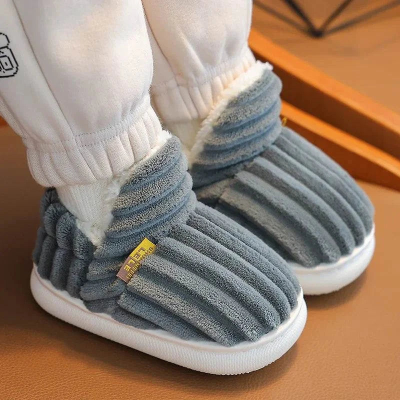 Shop All I Want Shop All I Want ❄️ New Winter Stripe Plush Slippers – Non-Slip, Soft Sole, Warm Cotton Shoes for Kids, Boys & Girls 🌟