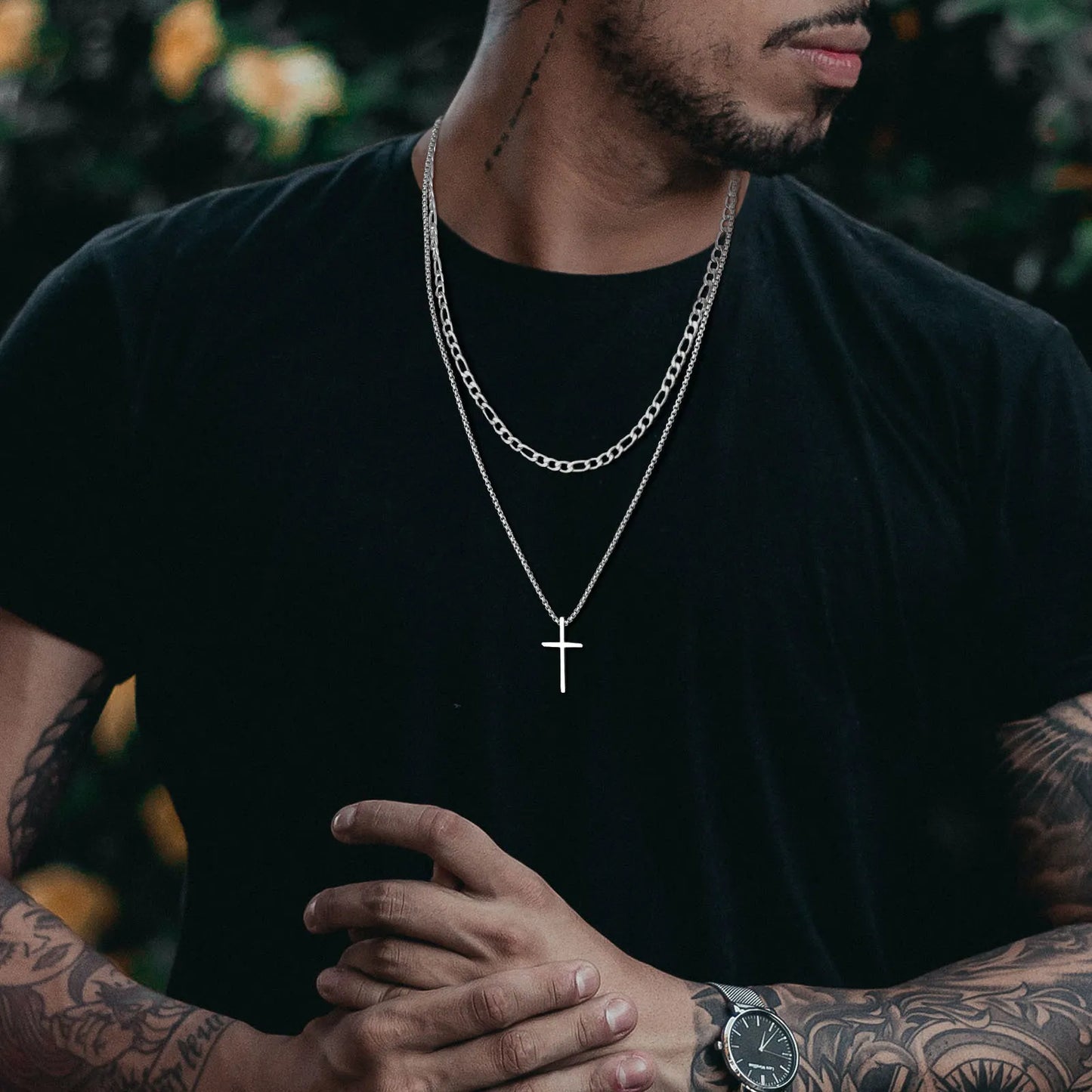 Shop All I Want SHOP ALL I WANT Layered Cross Pendant Necklace for Men ✝️🔗