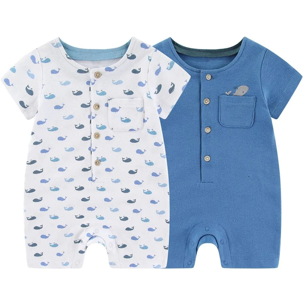 👶 Newborn Baby Clothes – 2-Piece Waffle Print Rompers, Short Sleeves for Boys & Girls (0-24M) 🌟 - Shop All I Want