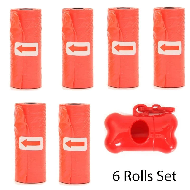 Shop All I Want Red 6Rolls Set SHOP ALL I WANT Convenient Cleanup: Pet poop bags for a mess-free and eco-friendly pet waste solution! 🐾♻️