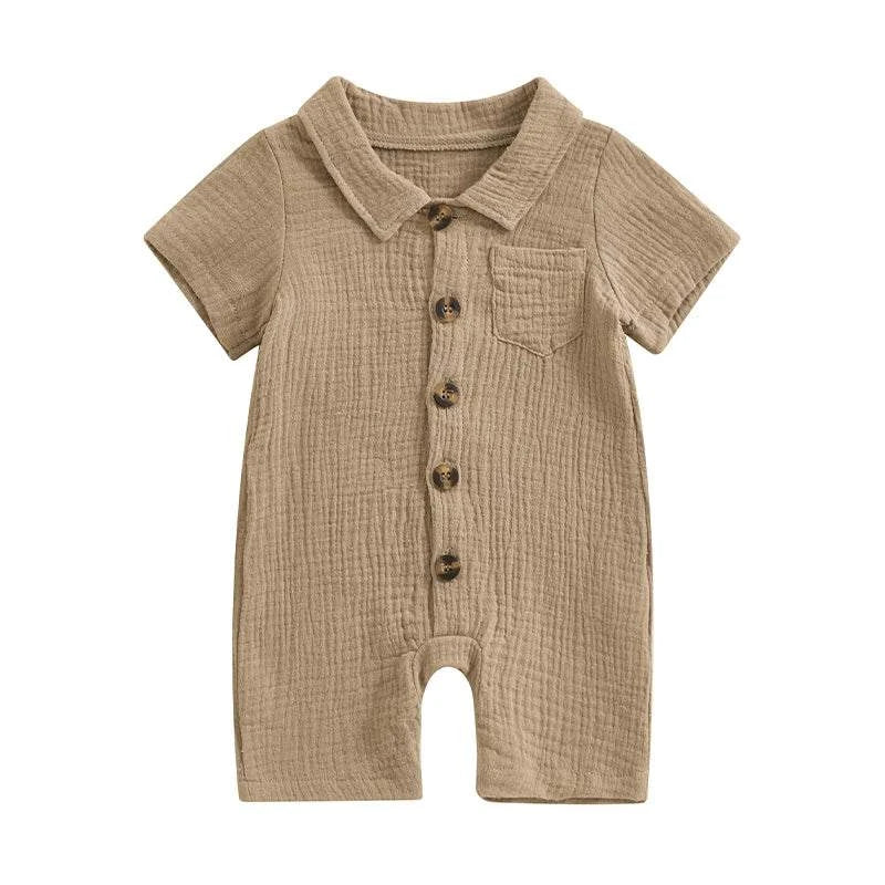 Shop All I Want Khaki / 62 Shop All I Want 👶 Baby Boy Summer Romper – Cool, Comfy, & Easy Dressing ☀️