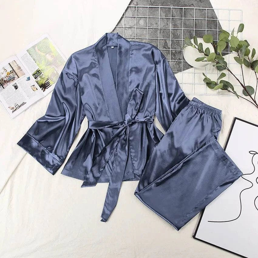 Shop All I Want SHOP ALL I WANT Comfortable 2-Piece Pajama Set: Smooth Silky Sleepwear 🌙