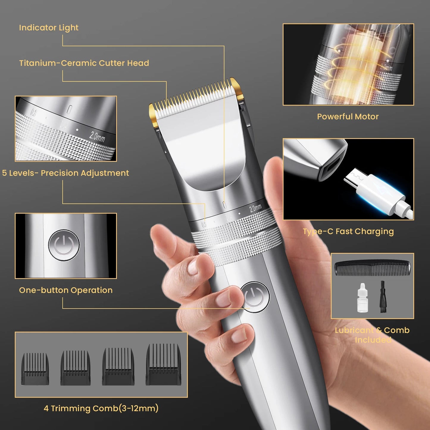 Hair Clippers for Men – Professional Cordless Barber Clippers for Hair Cutting & Grooming, Rechargeable Beard Trimmer ✂️⚡