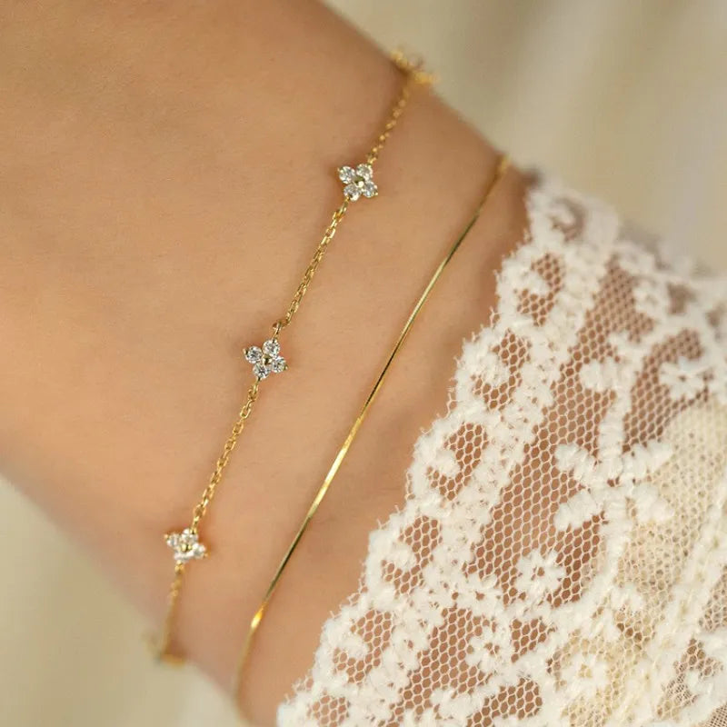 Shop All I Want SHOP ALL I WANT Gold-Plated Zircon Flower Bracelet 💎🌸