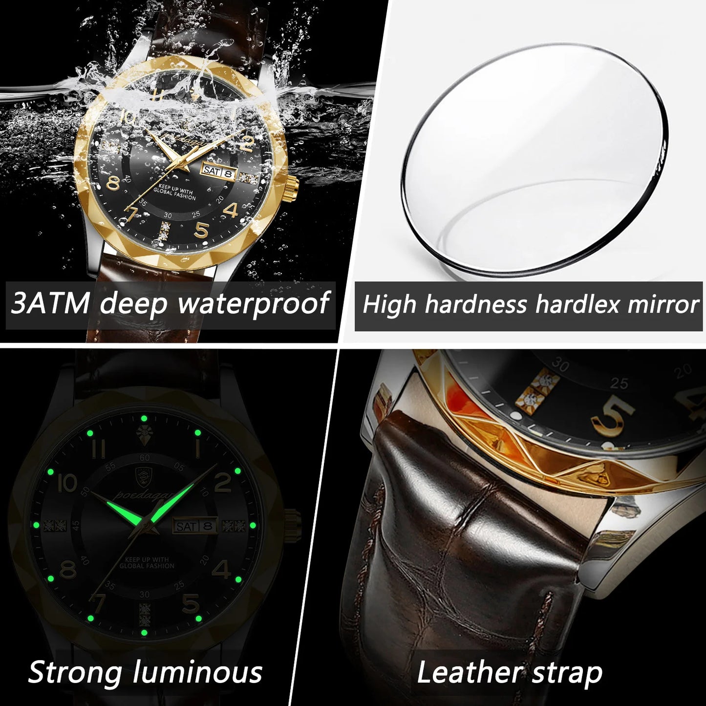 Luxury High-Quality Men’s Watch – Sport Quartz, Waterproof Luminous Date, Leather Strap ⌚🌟