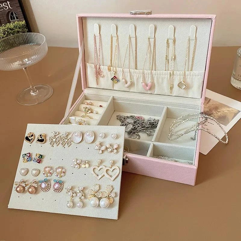 Shop All I Want Shop All I Want 💎 Simple Lockable Jewelry Packaging – High-End Earrings Storage Box, Dustproof, Large Capacity, Travel & Display 🌟