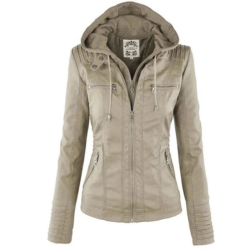 Shop All I Want Beige / 4XL SHOP ALL I WANT Winter Faux Leather Jacket