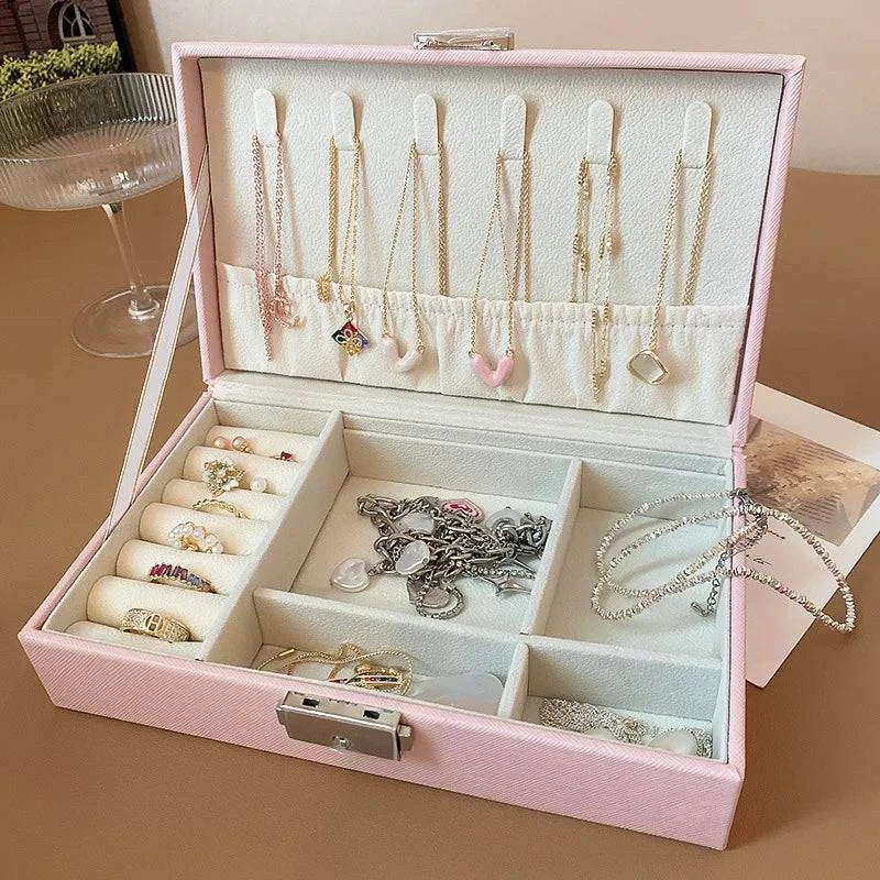 Shop All I Want Shop All I Want 💎 Simple Lockable Jewelry Packaging – High-End Earrings Storage Box, Dustproof, Large Capacity, Travel & Display 🌟