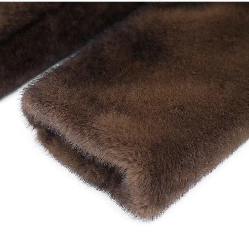 Women’s Dark Brown Faux Fur Overcoat: Plush & Warm Trench! ❄️🧥