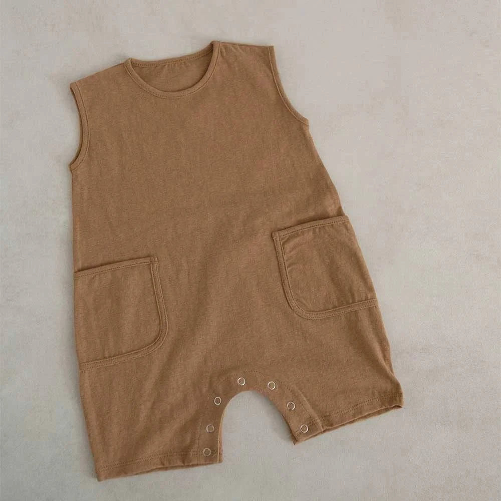 Shop All I Want Brown / 6-12months(73) Shop All I Want 🌿 Summer-Ready: Soft Cotton Jumpsuit for Baby Boys & Girls!