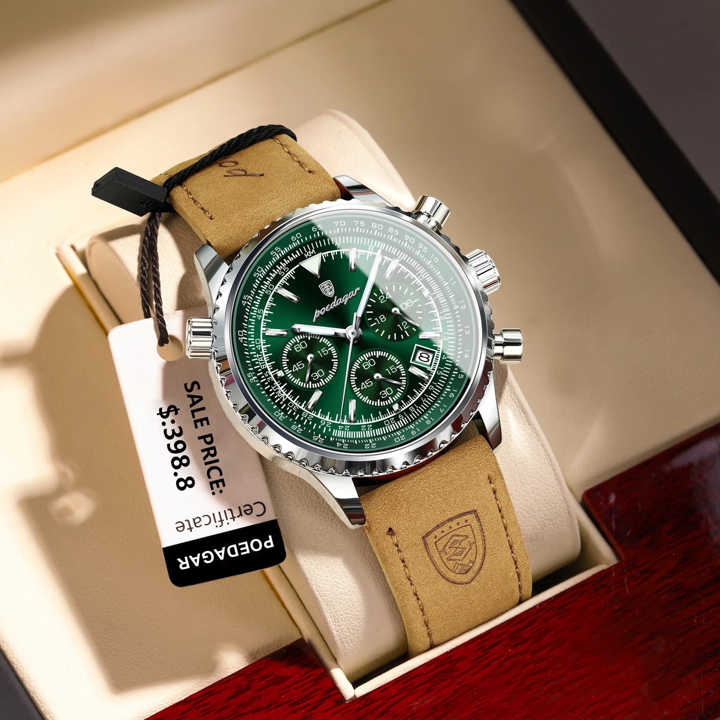 Luxury Men’s Watch – Quartz Waterproof Chronograph, Luminous Date Leather Military Sports Watch ⌚🌟