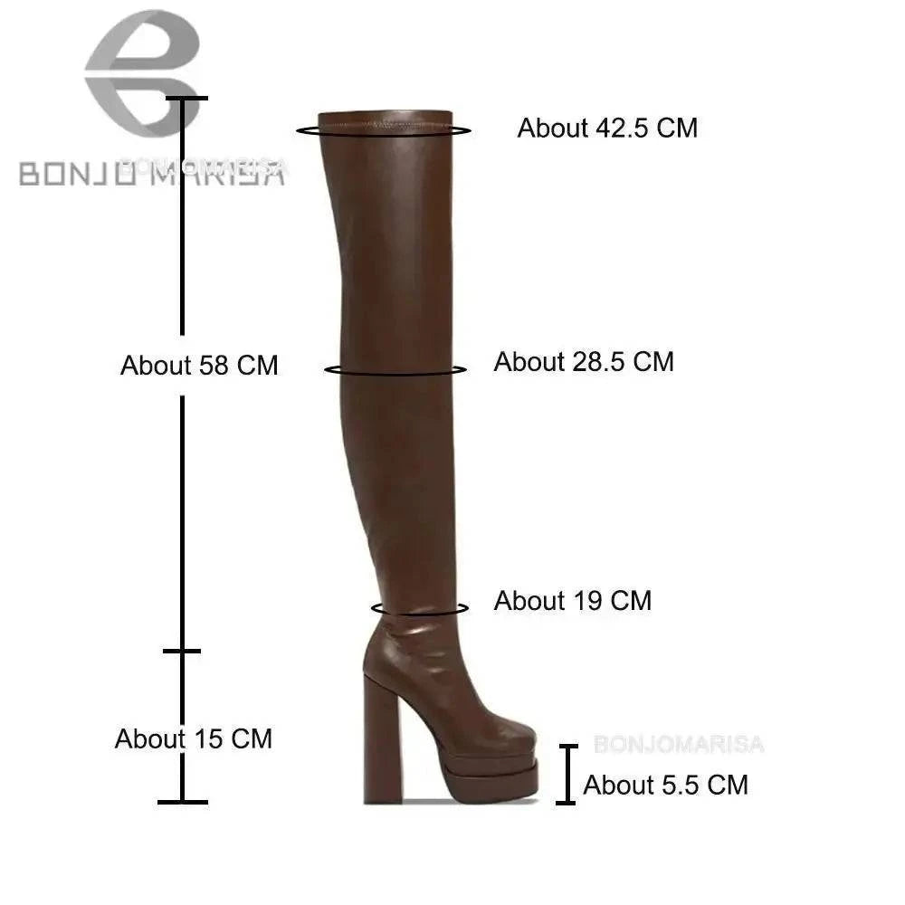 Shop All I Want SHOP ALL I WANT Thigh High Block Heel Boots