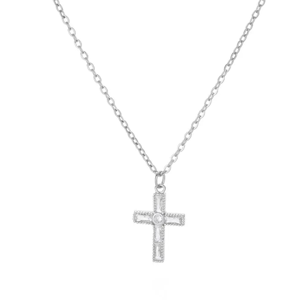 Shop All I Want N05309P / 45cm / China SHOP ALL I WANT Gold-Plated Zircon Cross Necklace 🌟✝️