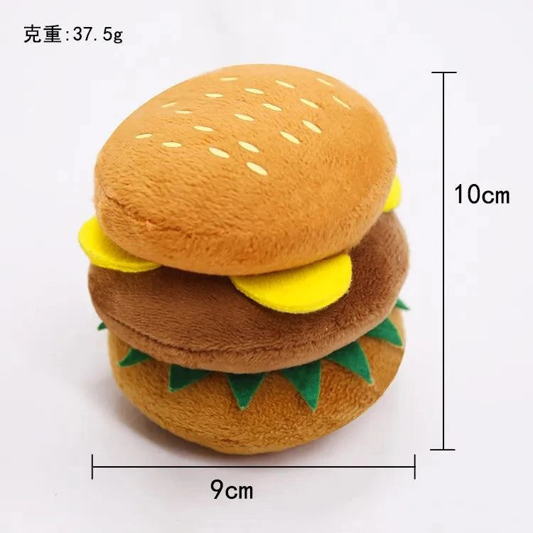 Shop All I Want Hamburger Shop All I Want SqueakJoy Pet Plush Toy 🍎🐾