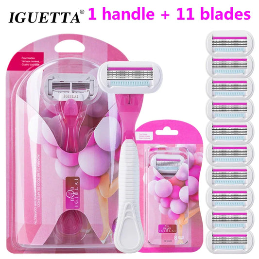 Shaving Set for Women | Smooth & Safe Bikini Shave (1 Handle + 11 Blades) ✨