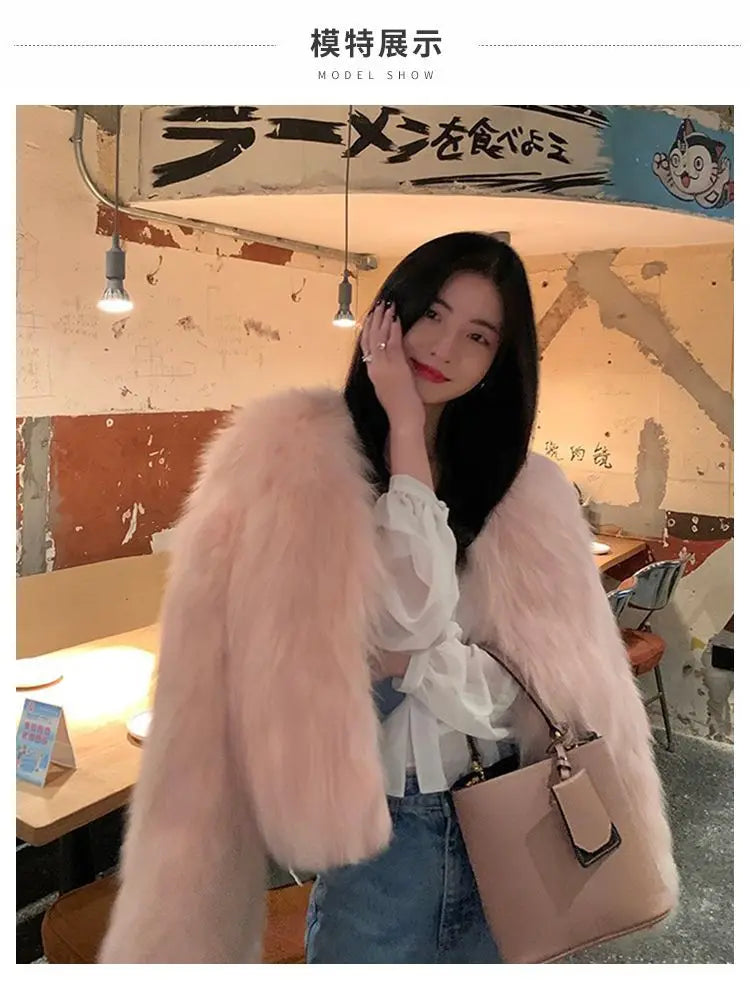 Women’s Faux Fur Coat 2024 – Casual Imitation Fox Fur Jacket for Winter 🍂✨