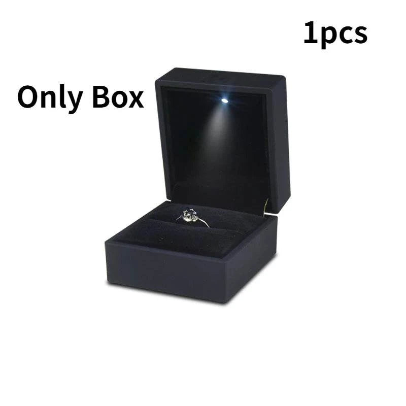 Shop All I Want black / 65x60x50mm / CHINA Shop All I Want 💍 2024 LED Ring Box – Elegant Jewelry Organizer for Wedding & Diamond Rings 🎇