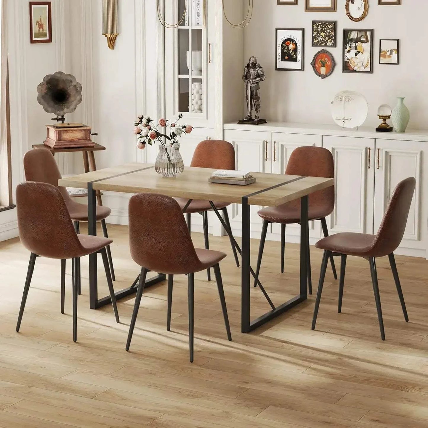 5-Piece Dining Set for 4 🍽️ | 55” Mid-Century Modern Wooden Table witElevate your dining space with the 5-Piece Dining Set for 4, featuring a 55” Mid-Century Modern Wooden Table paired with fabric chairs. Designed with modern home desShop All I WantShop All I Want5-Piece Dining Set