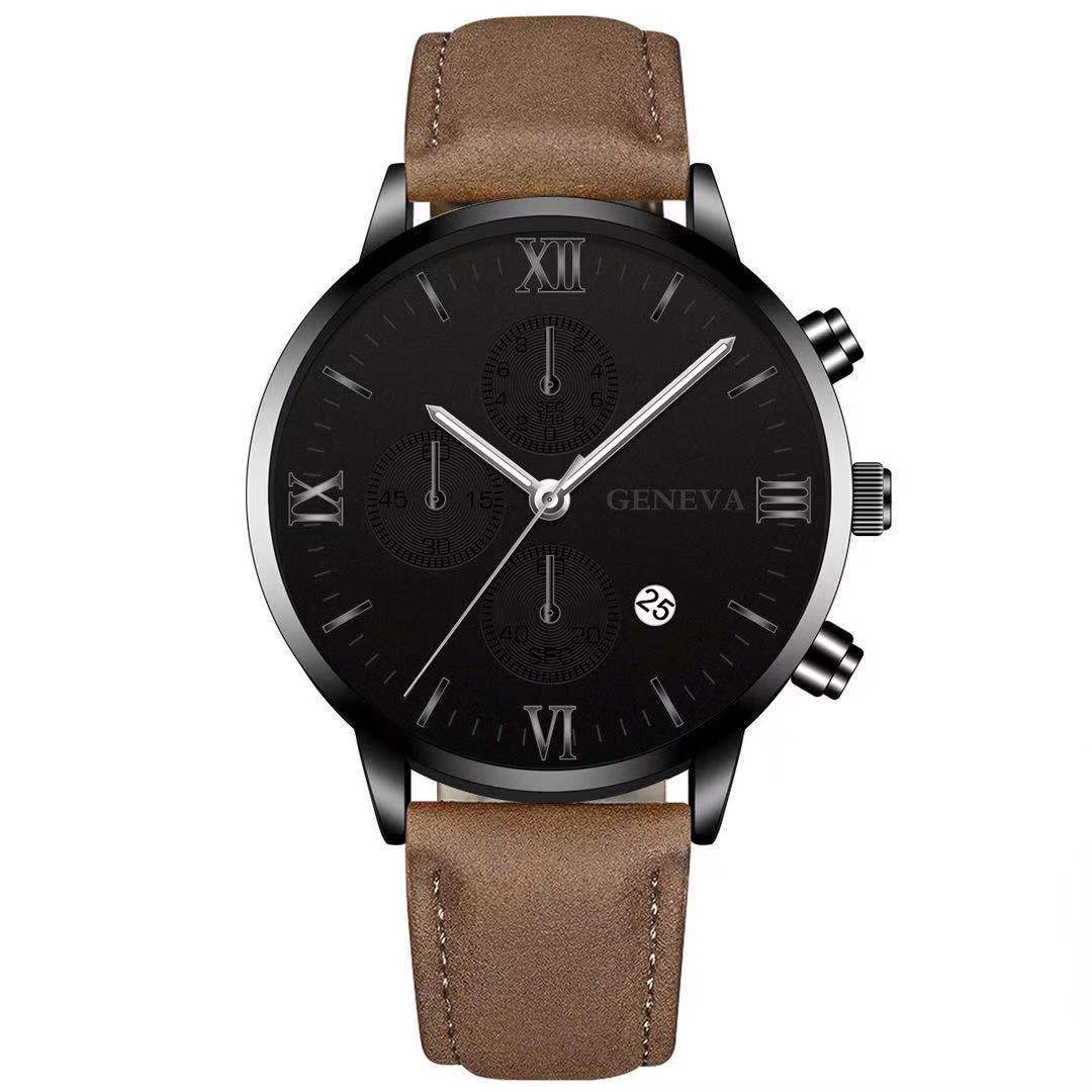 Men’s Black Quartz Watch | Fashion Round Roman Dial Sports Watch ⌚