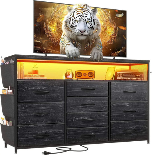 10-Drawer TV Stand for 55" TV | LED Lights & Power Outlets Dresser witTransform your sitting room designs with this stunning 10-Drawer TV Stand, a perfect choice for modern home design ideas. This sleek piece of furniture is designed tShop All I WantShop All I Want10-Drawer TV Stand