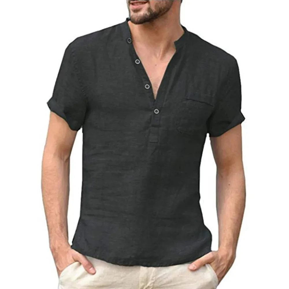 Shop All I Want Black / US S 50-60 KG SHOP ALL I WANT Men's Cotton & Linen T-Shirt 🌞👕