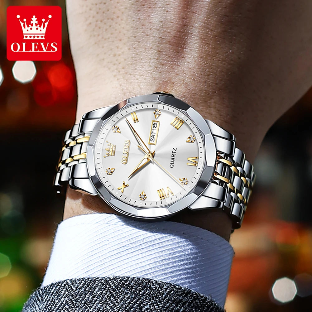 Waterproof Luminous Stainless Steel Wristwatch with Date & Week Display ⌚💎