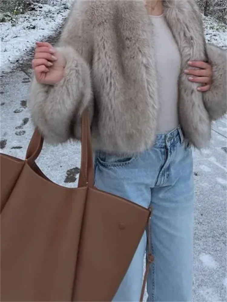 Elegant Fluffy Faux Fur Coat for Women – Luxury Winter Jacket & High Street Outerwear ❄️✨