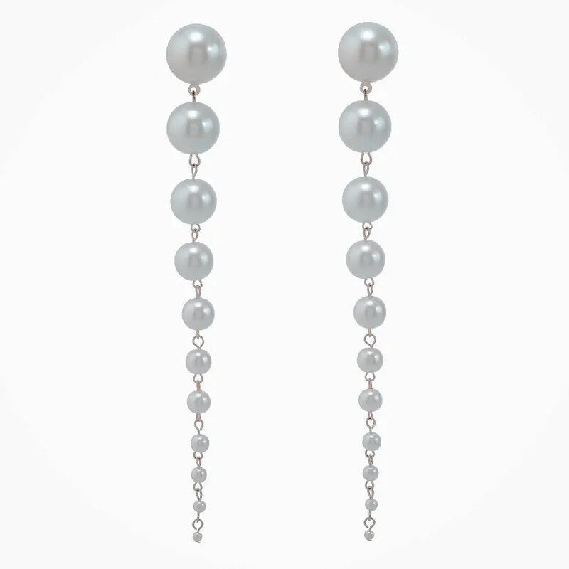 Shop All I Want silver SHOP ALL I WANT Long Pearl Earrings