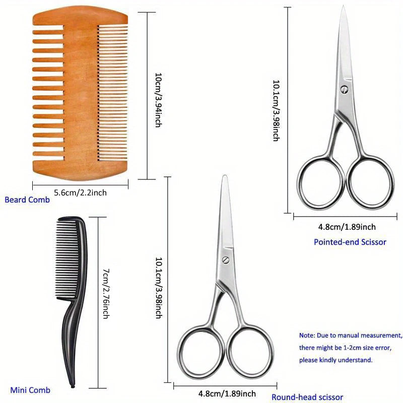 4 Pieces Beard Trimming Scissors Set | Grooming Kit for Men 🌟