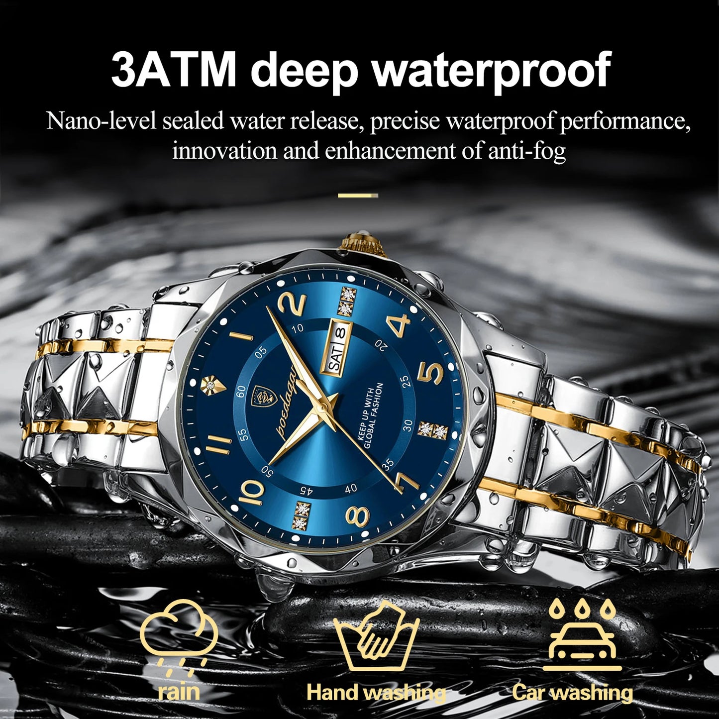 Luxury Men’s Wristwatch – Waterproof Luminous Date & Week Leather Watch for Sports, Quartz Men’s Clock ⌚🌊