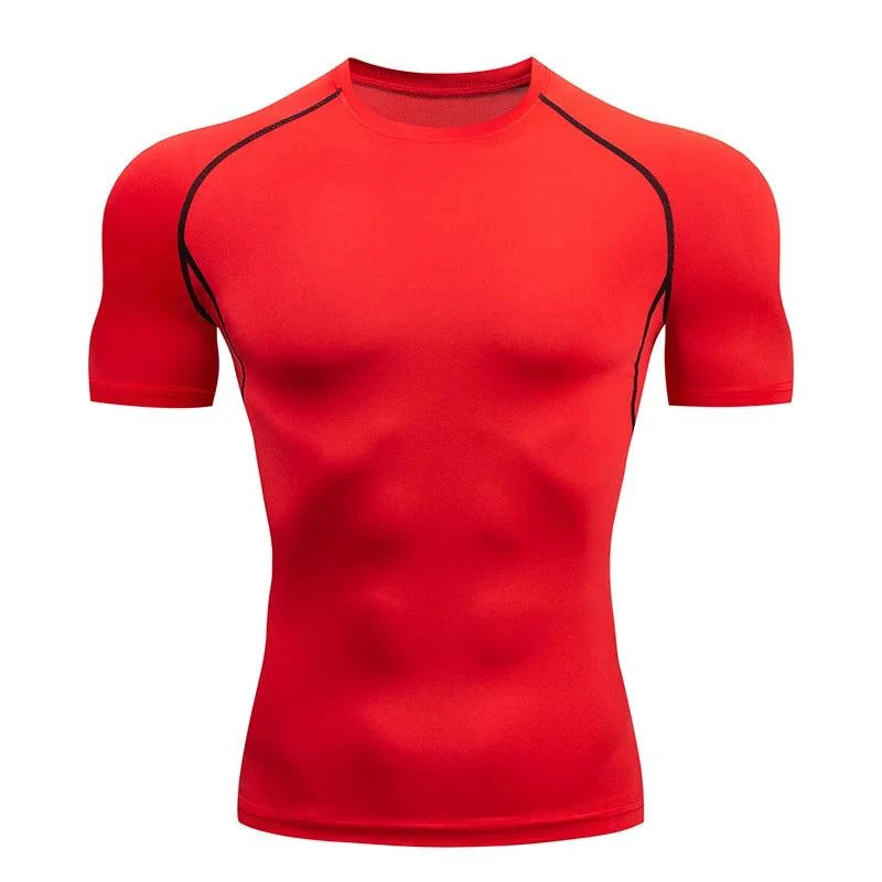 Shop All I Want 1507-Red / S Fit ( 45-50 Kg ) Shop All I Want 🏃‍♂️ Men’s Running Compression T-Shirt – Short Sleeve, Gym Fitness, Athletic Top for Jogging & Tracksuits 🌟