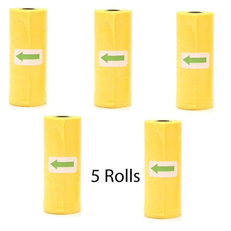 Shop All I Want Yellow 5Rolls SHOP ALL I WANT Convenient Cleanup: Pet poop bags for a mess-free and eco-friendly pet waste solution! 🐾♻️