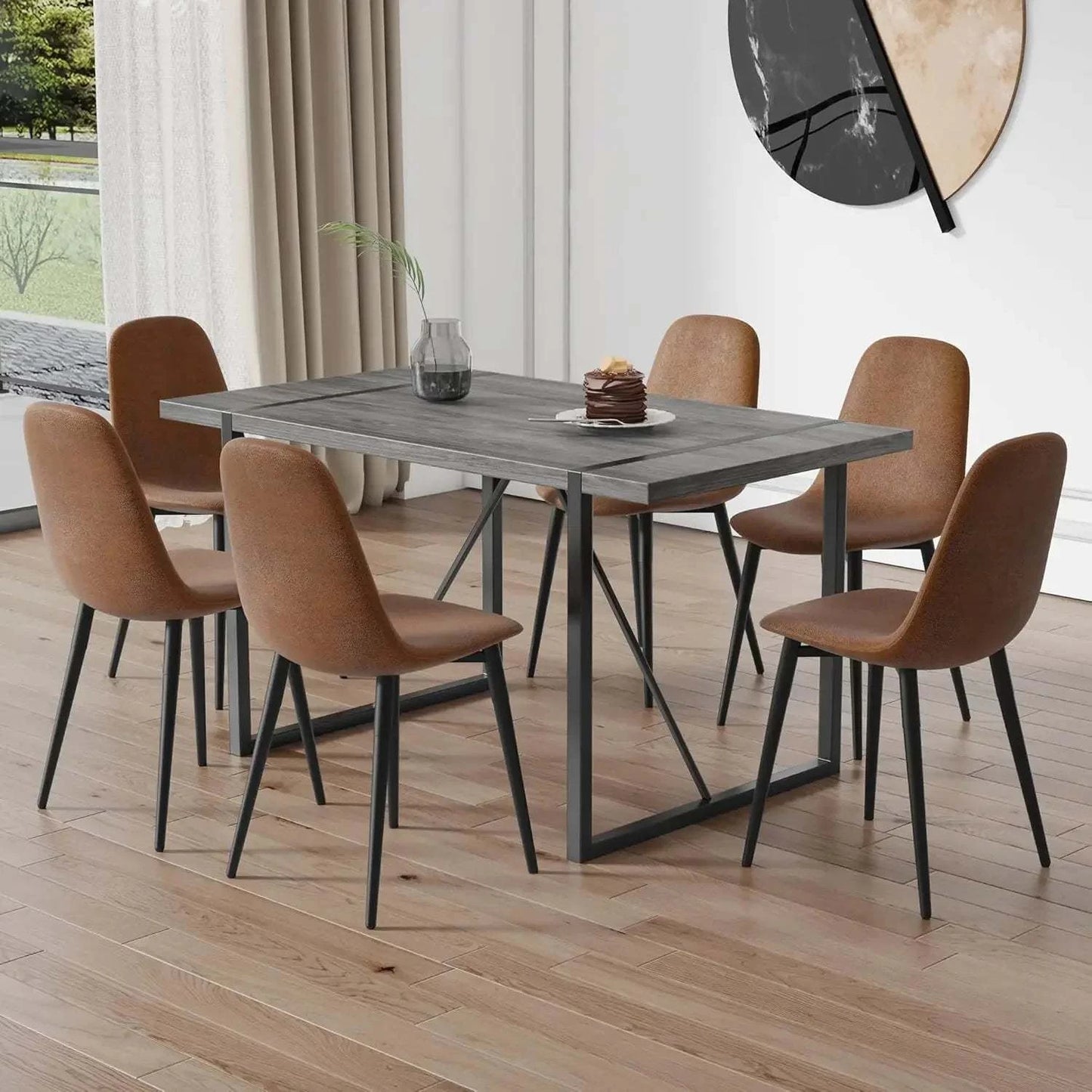 5-Piece Dining Set for 4 🍽️ | 55” Mid-Century Modern Wooden Table witElevate your dining space with the 5-Piece Dining Set for 4, featuring a 55” Mid-Century Modern Wooden Table paired with fabric chairs. Designed with modern home desShop All I WantShop All I Want5-Piece Dining Set